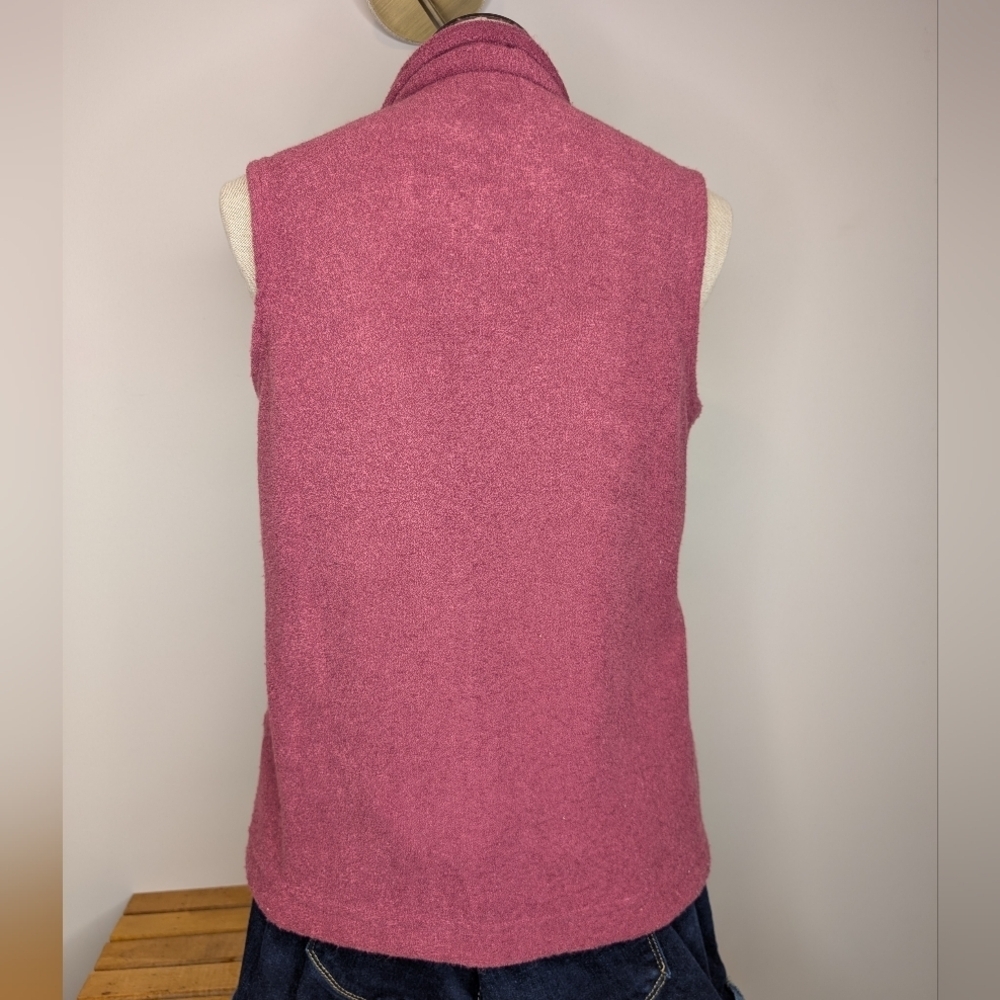 Vintage Lakewear Embroidered Bird Fleece Vest Pink Cottagecore Zip Front S/P - Picture 2 of 11